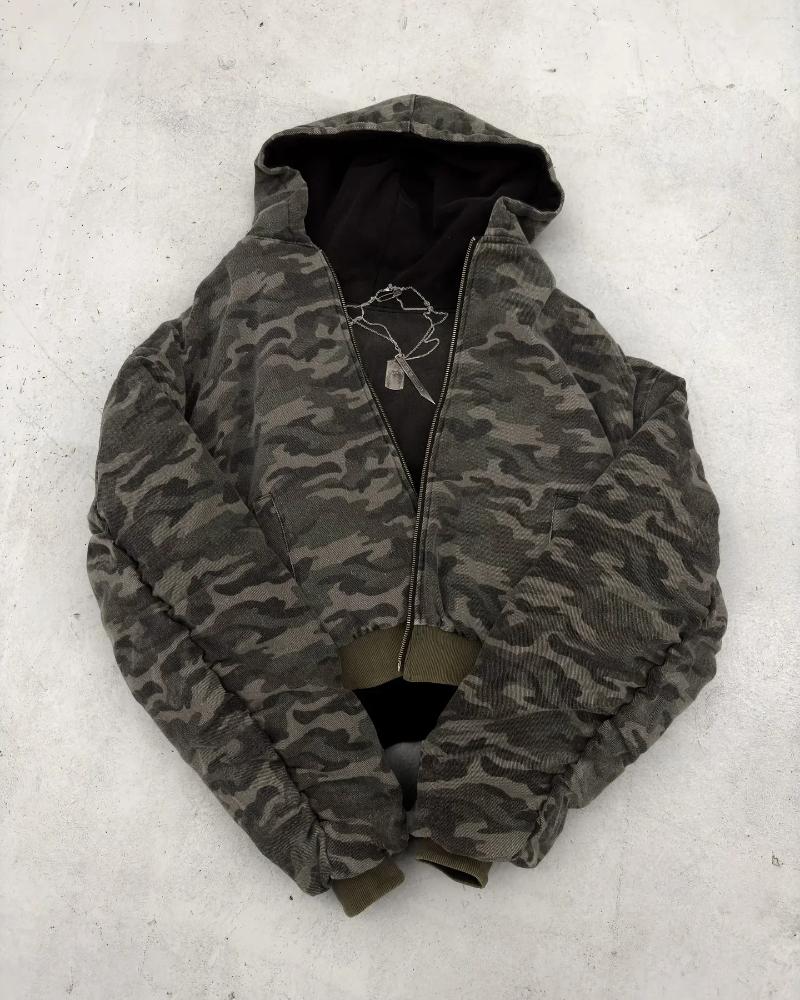 Mens Jackets Y2K Retro Camouflage Reversible Warm Jacket For Women And Men Street Coats Clothes Harajuku Hip-Hop Casual Wear