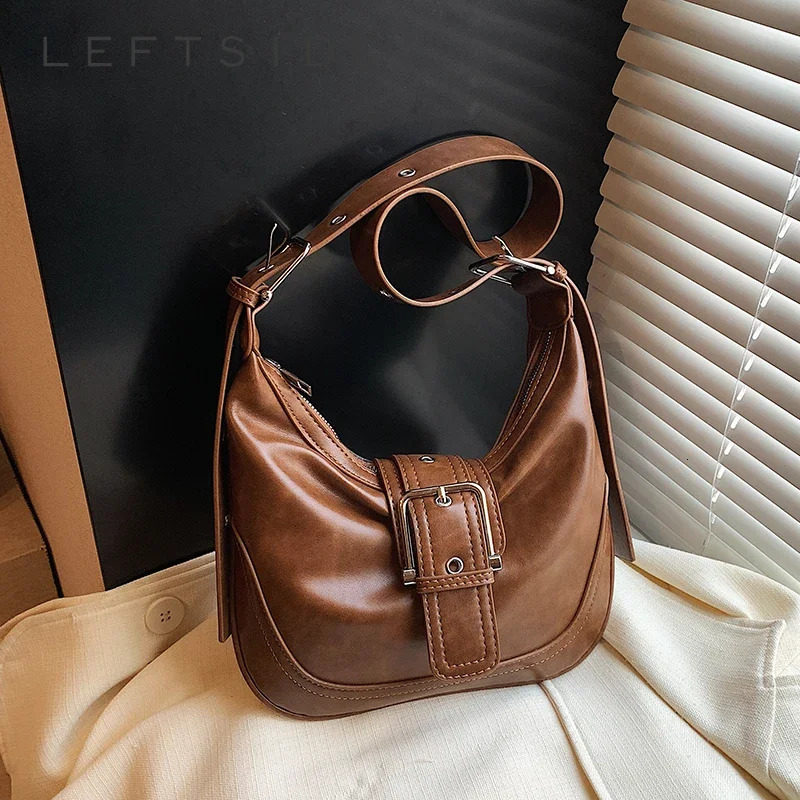 Ddmymarket 2024 Winter Belt Design Y2K Retro Small PU Leather Crossbody Women Fashion Handbags New Trend Shoulder Bag