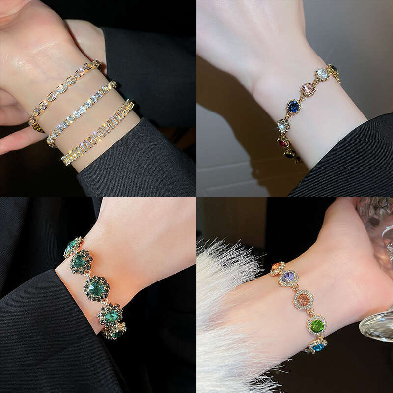 2025 Hot Sale Advanced Mozambique Diamond Zircon Micro Inlaid Bracelet Luxury Retro Style Bracelet Unique Versatile Handmade Party Wedding Birthday