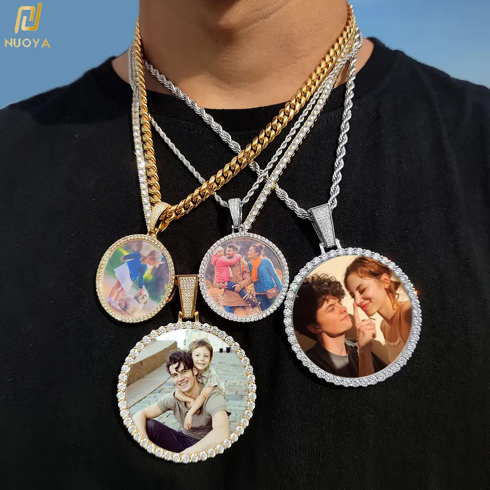 Round Memory Medallions Custom Picture Pendant Necklace for Men Hip Hop Jewelry Large Size Po Pendant 250107