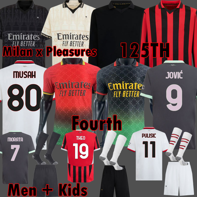 2024 2025 RAFA LEAO TOMORI MUSAH MORATA Fourth AC 125TH Anniversary Soccer JerseyS 4TH JOVIC THEO PULISIC 125 Years Player Version 24 25 long shirt men kids Kits
