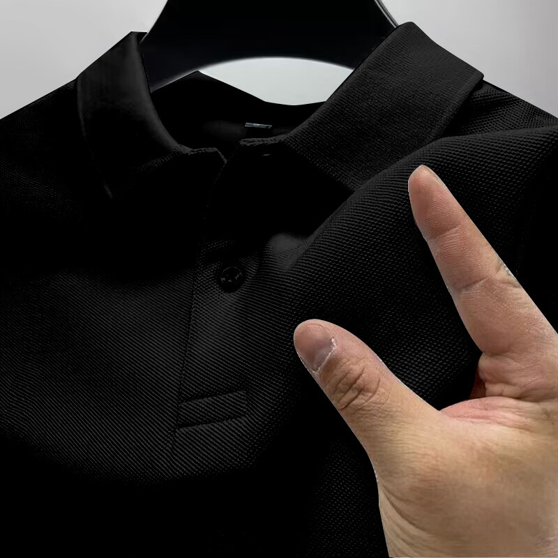 Mens polo shirt T-shirt short sleeved summer solid color high-end business casual lapel mens half sleeved T-shirt mens