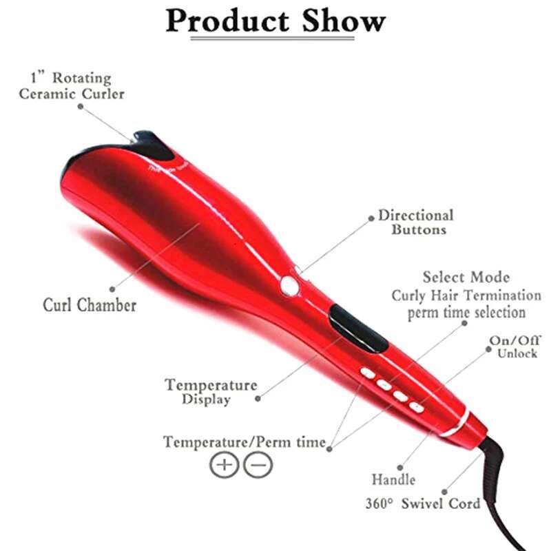 Multi-Automatic Curler Button Curg Iron Negative ion Ceramic Rotating Wave Magic Roller Spin Wand Hair Styg Tool
