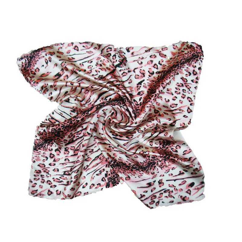 Square scarf hair tie fashionable Korean printed animal leopard commercial small neck satin scarf W250107