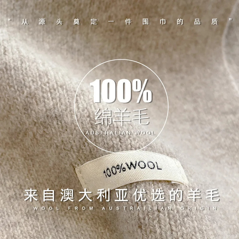 High Quality 100% Wool Scarf Women Winter Sinmple Classic Solid Color Wraps Men Couple Scarf Soft Warm Thermal Knit Muffler 250106