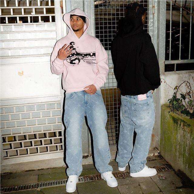 Trendy Brand Fashion Street Y2K Printed Hoodie Hip Hop Two Piece Set