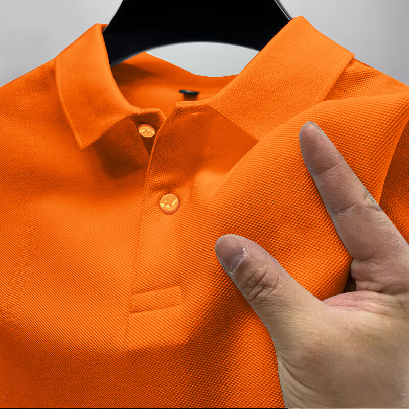 Mens polo shirt T-shirt short sleeved summer solid color high-end business casual lapel mens half sleeved T-shirt mens