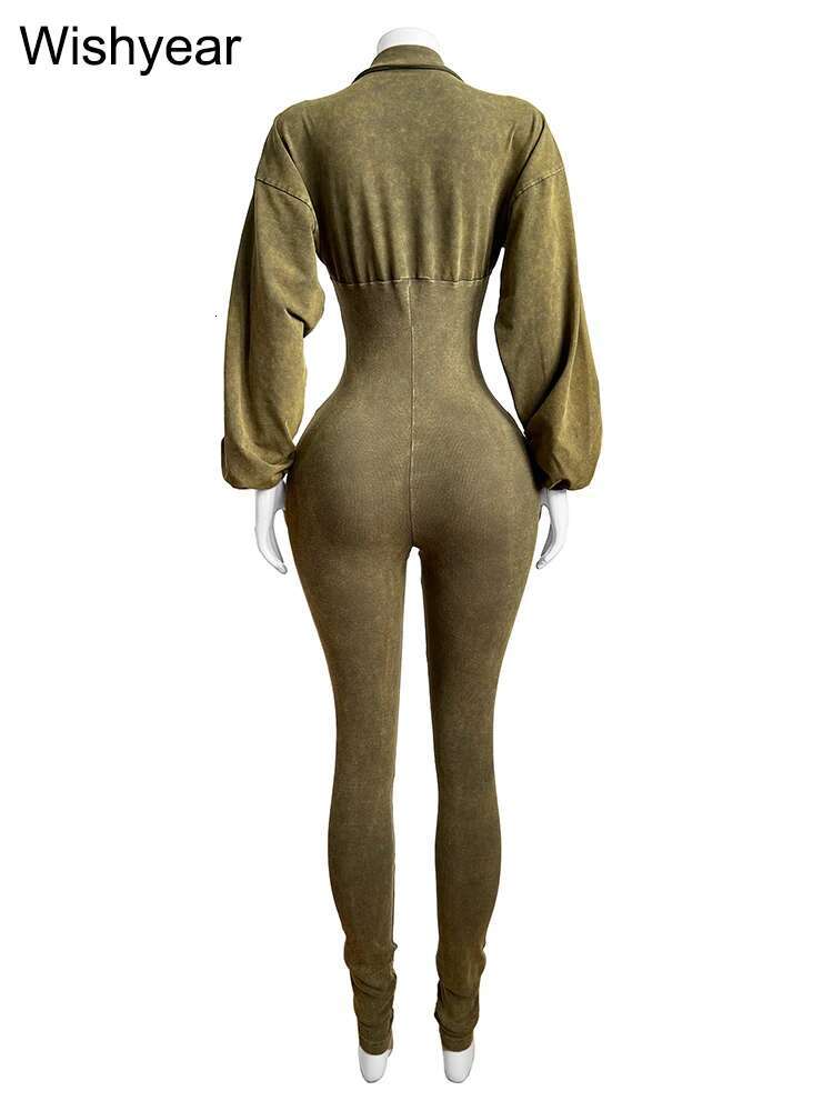 Elegant Autumn Pink Jumpsuits For Women Street Long Sleeve Lapel Bodycon Sexy Sporty Rompers Casual Skinny One Pieces Overall