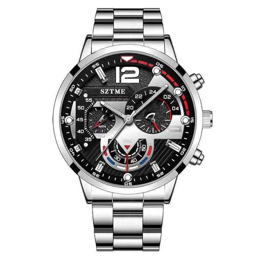 Trendy hot sale live mens fashion stainless steel band business watch luminous pointer with calendar quartz watchX250107