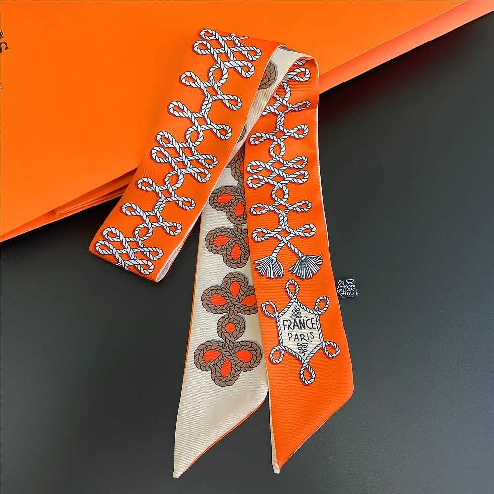 Knot Print Summer Scarf 2024 Luxury Brand Design Womens Tight Bag Scarf Hairband Neck Silk Scarf W250107