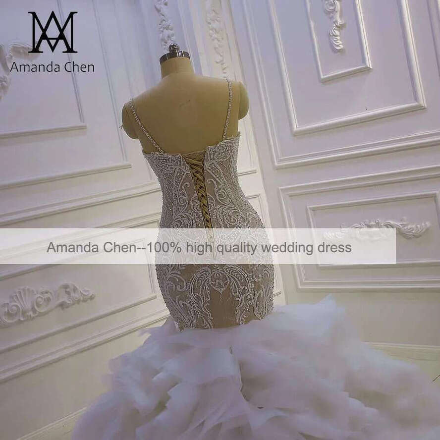 Beaded Tiered Mermaid Wedding Dress