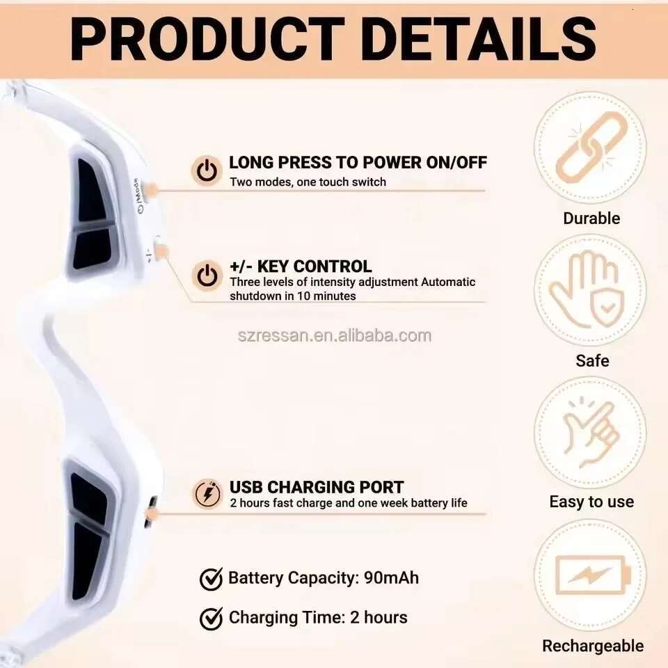 Under-eye Red Light Therapy Massager, Microcurrent Facial Beauty Device Massager Reduce Dark Circles Relax Eye Fatigue