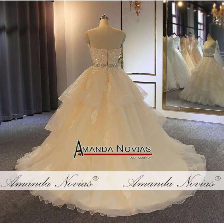 Simple Strapless Wedding Dress Champagne Plus Size