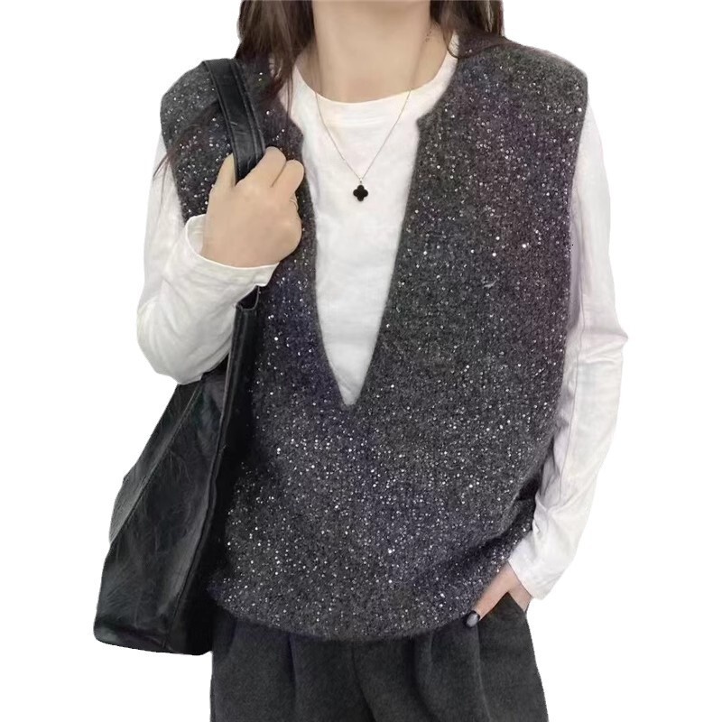 Fashionable intellectual style knitted pullover V-neck slim fit sexy spicy girl long sleeved knitted t-shirt