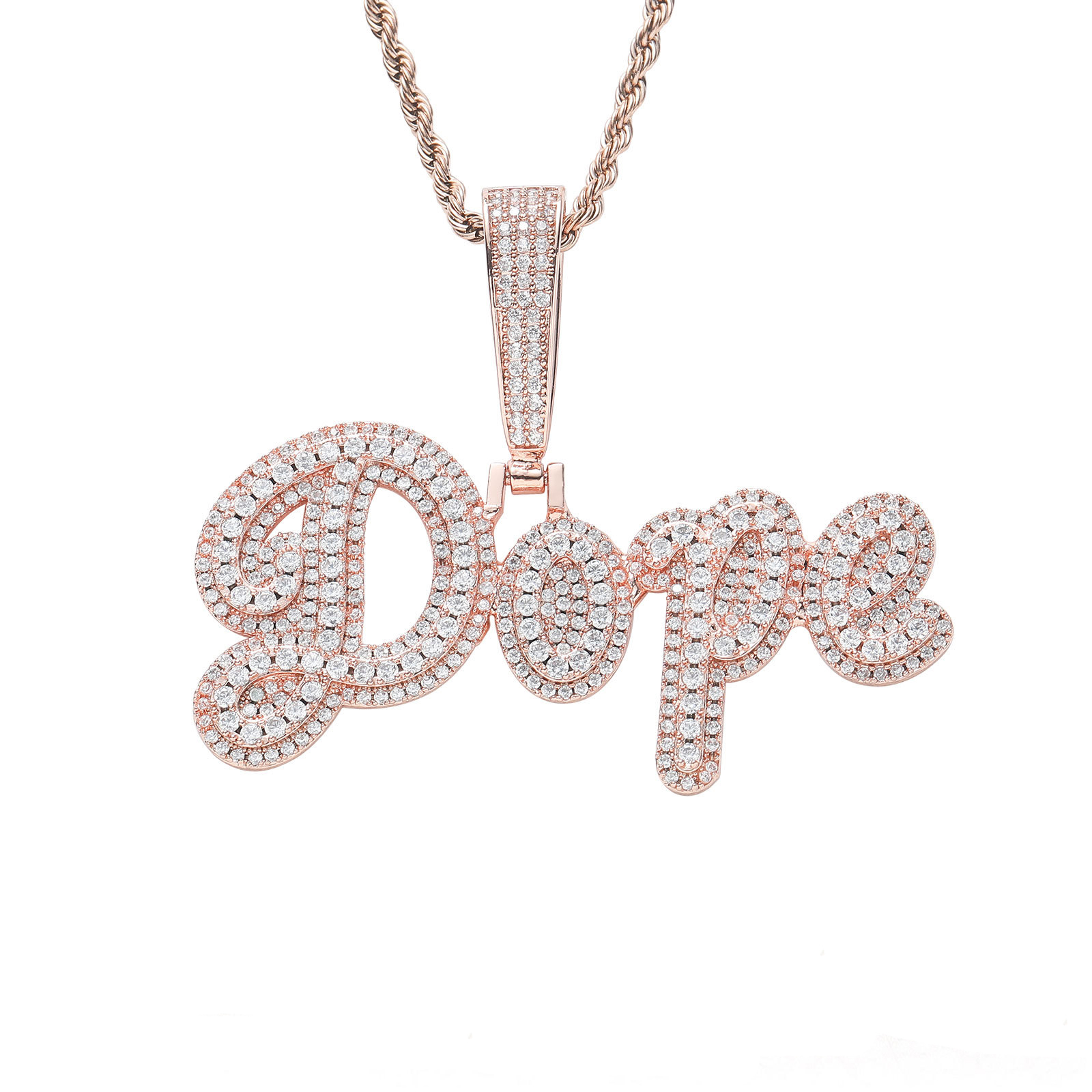 Custom A-Z Name Letters Pendant Necklaces Bling 5A Zircon Jewelry 18K Real Gold Plated Mens Women Gift