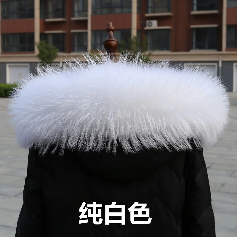 100% Natural Fur Collar Real Raccoon Fur Women Scarves Winter Coat Neck Cap Fur Trim Collar Long Warm Genuine Fur Scarf 250106