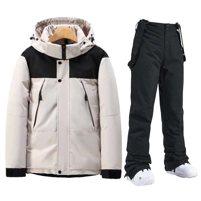 2025 Winter Ski Suit Men Snowboard Down Cotton Jacket And Baggy Pants Thermal Waterproof Windbreaker Outdoor Snowmobile Clothing