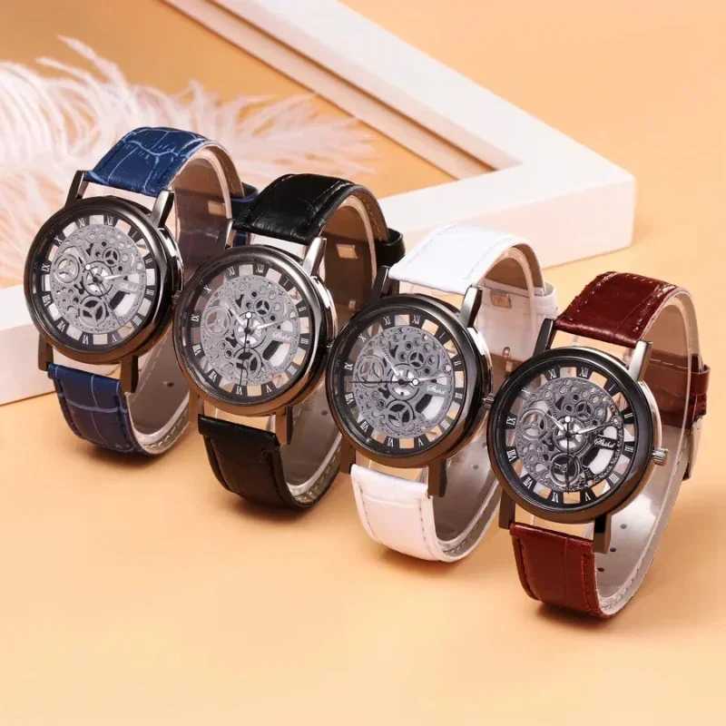 Men Watch Fashion Hollow Watches Men Roma Dial Leather Band Quartz Wristwatches Cheap Price Reloj Hombre Watches for MenX250107