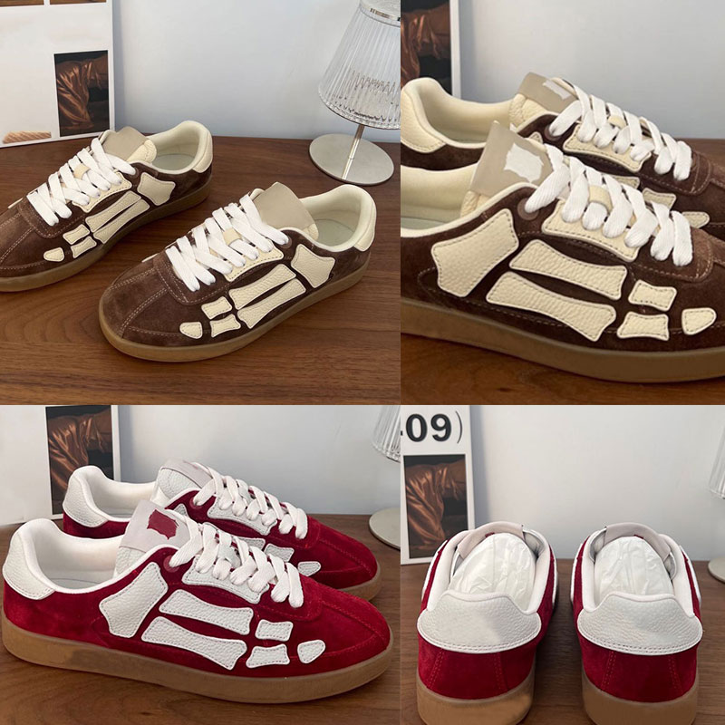 Designer Women Pacific Bones Sneakers 25SS Suede leather upper 100% rubber sole Leather bone decal Men outdoor casual leather sneakers