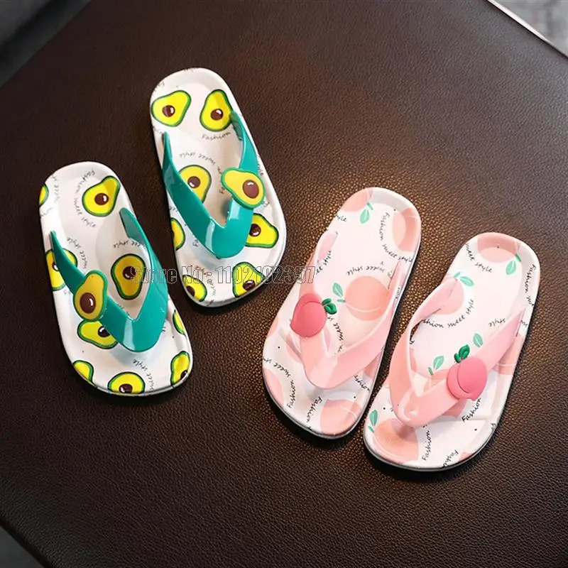 Cartoon Fruit Pattern Flip Flop Kids Summer Slippers Baby Girls Beach Shoes Travel Children Light Portable Sandal 250106
