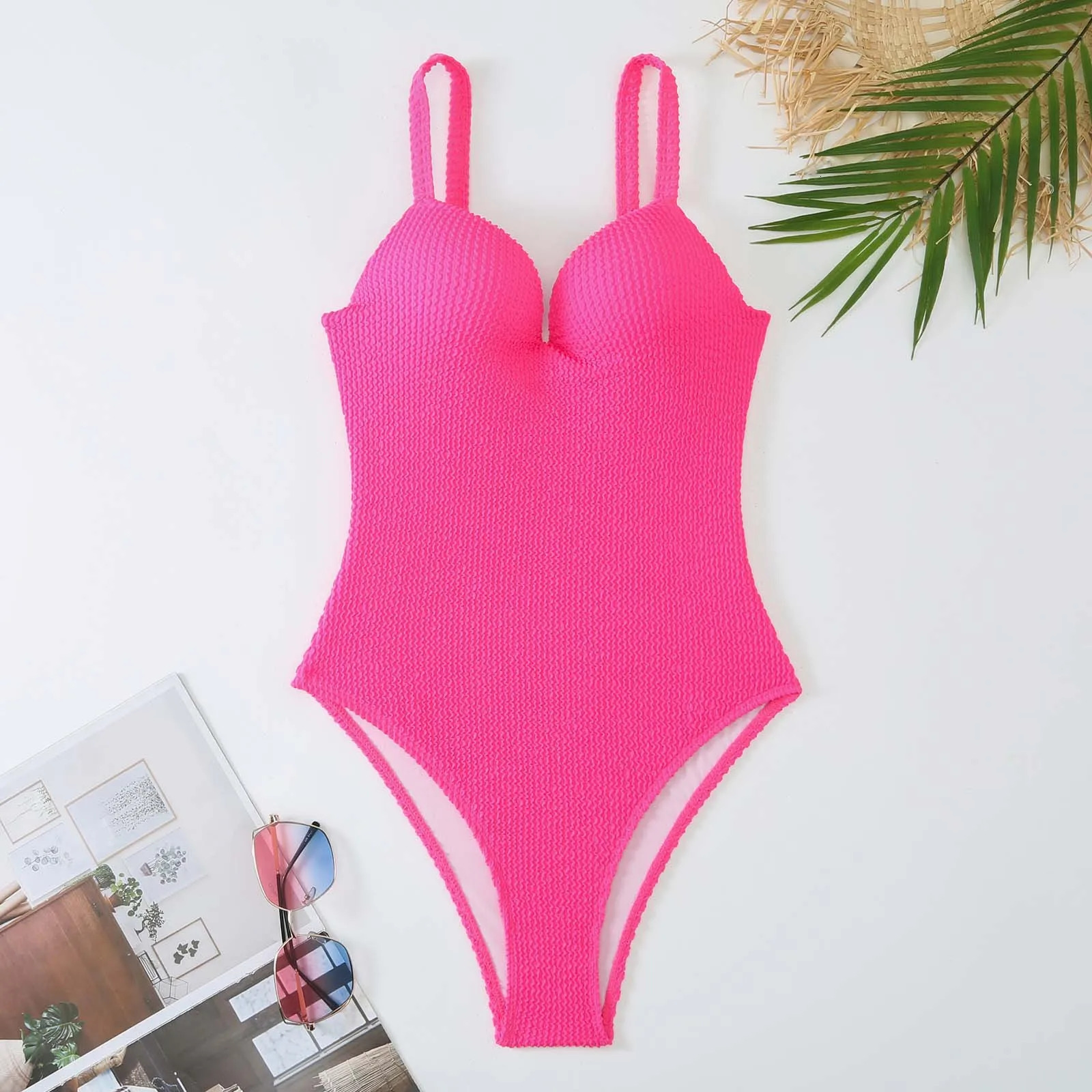 Push Up Swimsuit Women One Piece Solid Swimwear Female Bodysuit Bathers Bathing Swimming Swim Suit Summer Beachwear 250106