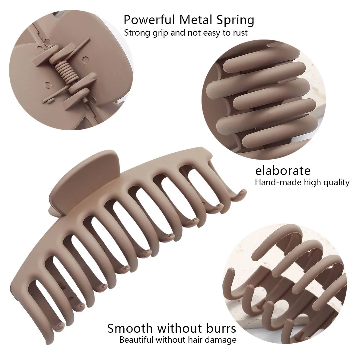 13pcs Fashionable and versatile light coffee color multi-element PC shark clip claw hair accessory 250103