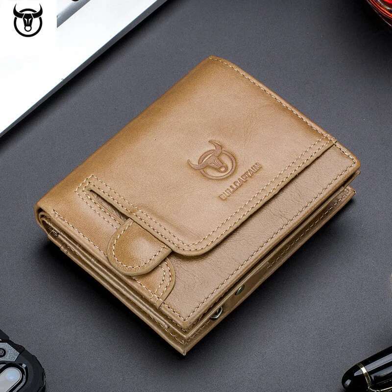 2023 Brand Genuine Leather Men's Wallet Cowhide Designer Male Purse Vintage ID Card Holder Money Bag