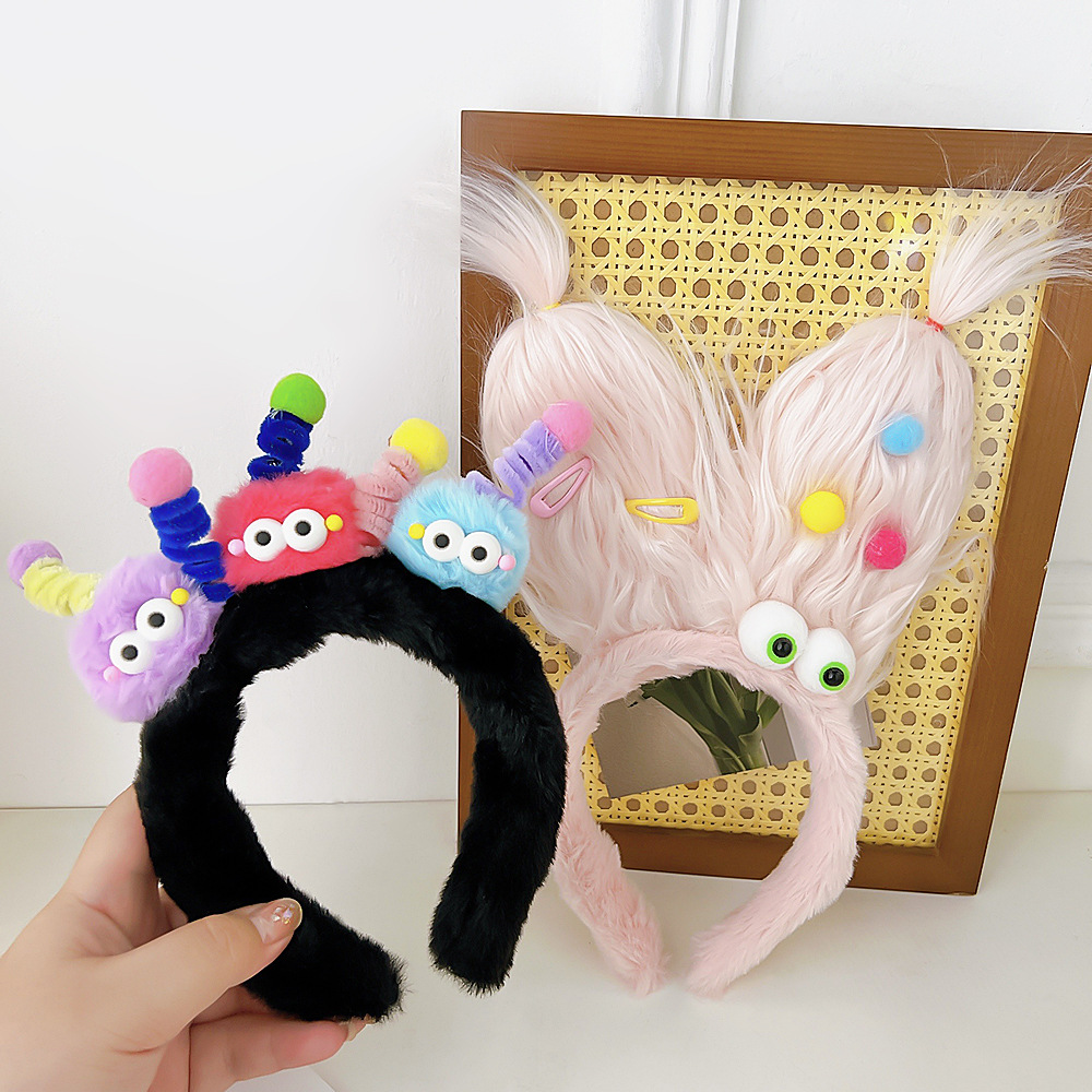 Creative Plush Monster Hair Ties - Cute & Kooky Fluffy Headbands for Autumn Winter