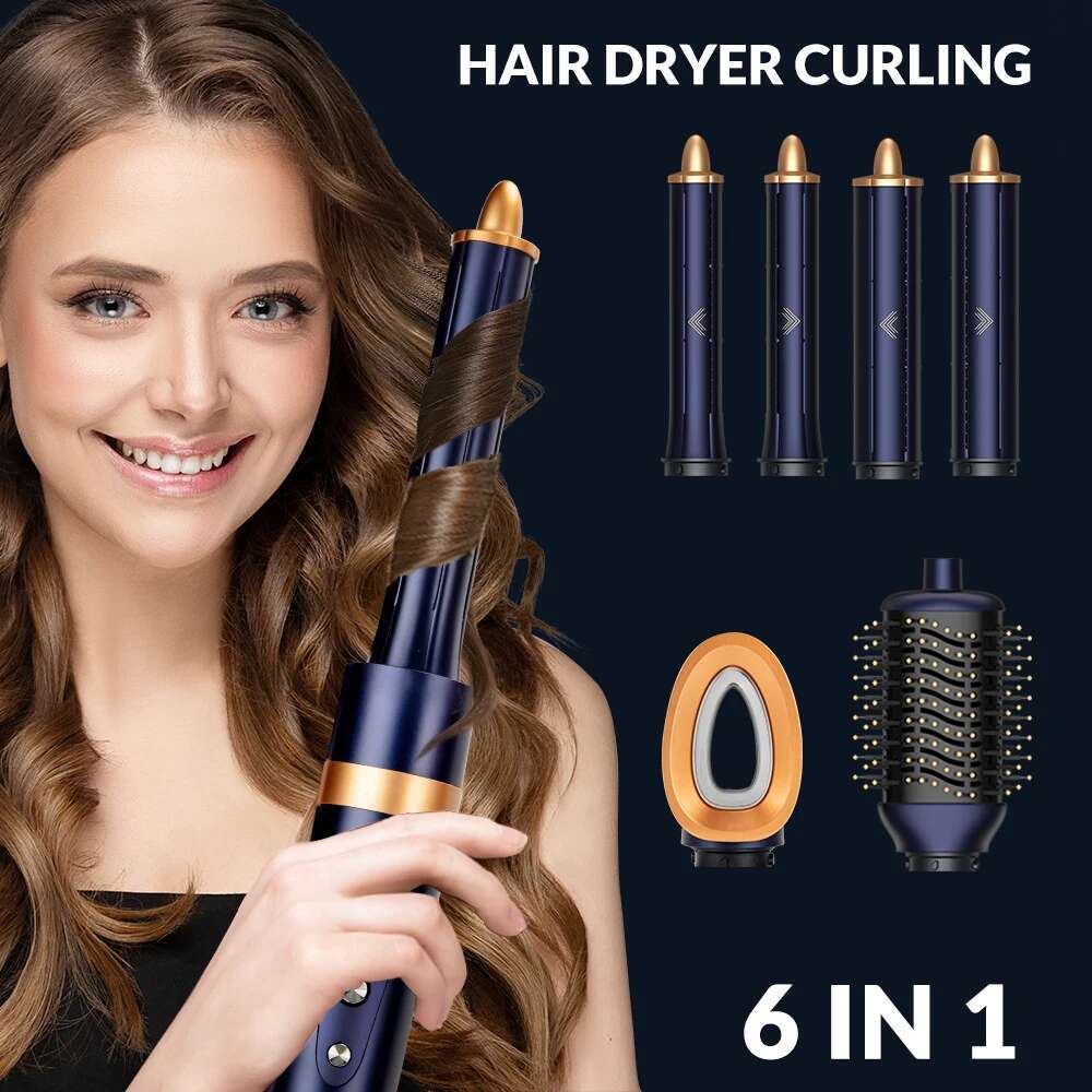 Professional Dryer 1300W Curler Electric Comb Straightener Brush Hot Volume Curlers Hair Style 7 in 1 Set
