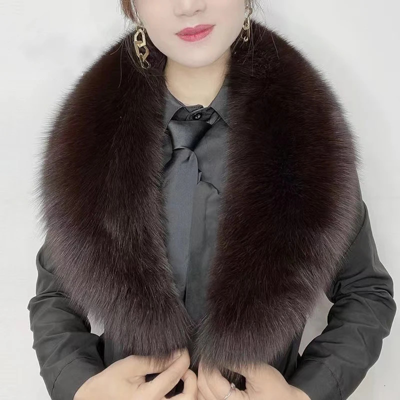 Real Fox Fur Collar Natural Fur Collar Scarves Women Good Quality Fur Hooded Fur Decor Large Size Neck Warmer Fur Scarf Shawls 250106