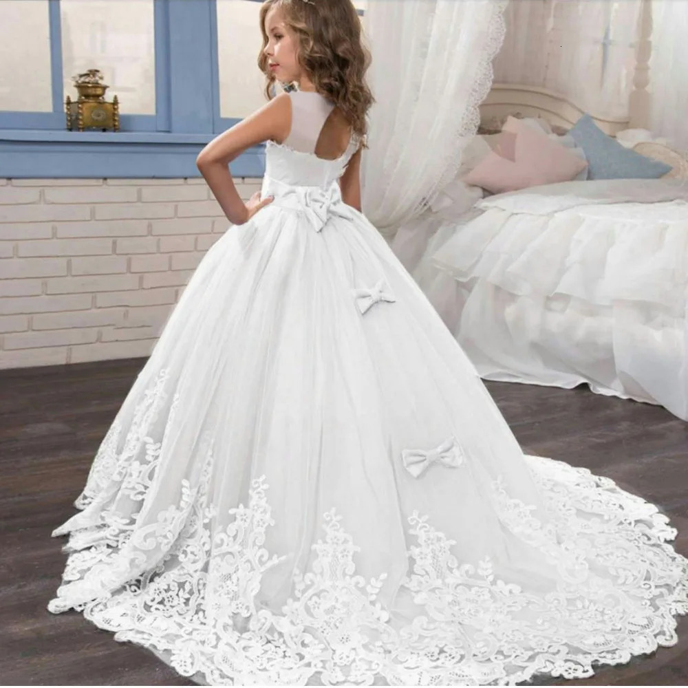 Girls Lace Long Prom Gowns Bridesmaid Kids Dresses For Girls Teens Girl Party Dress Kids Princess Evening Formal Wedding Vestido 250106