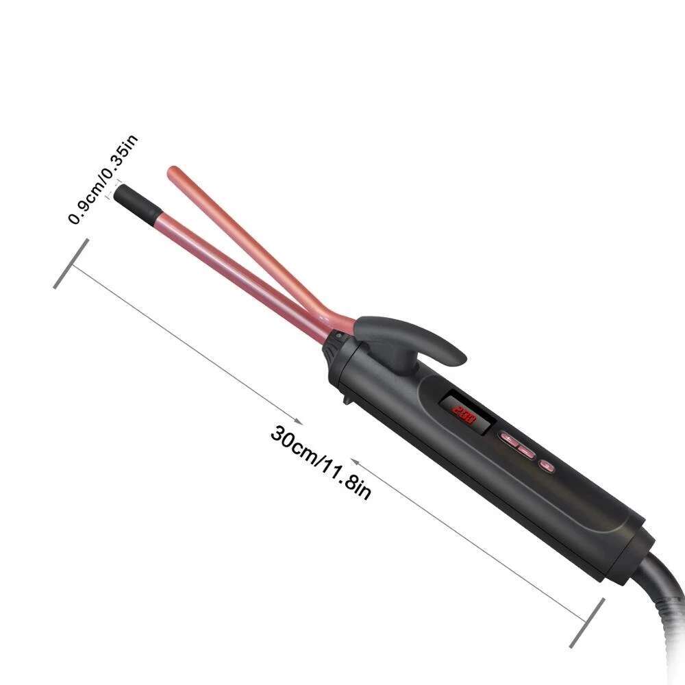 Digital Automatic Curler 0.35/1 Inch Small Curg Wand Ceramic Barrel Hair Thin Irons Rotating Afro Curl Waver