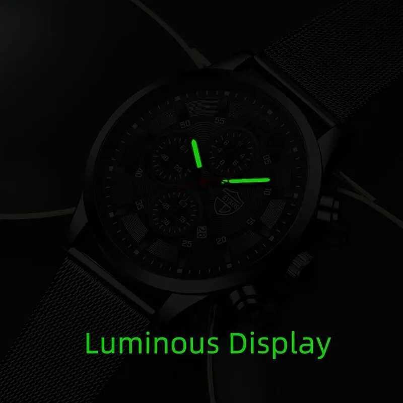 DEYROS Mens Fashion Minimalist Watches Men Business Casual Quartz Watch Simple Male Stainless Steel Mesh Band Clock Reloj HombreX250107