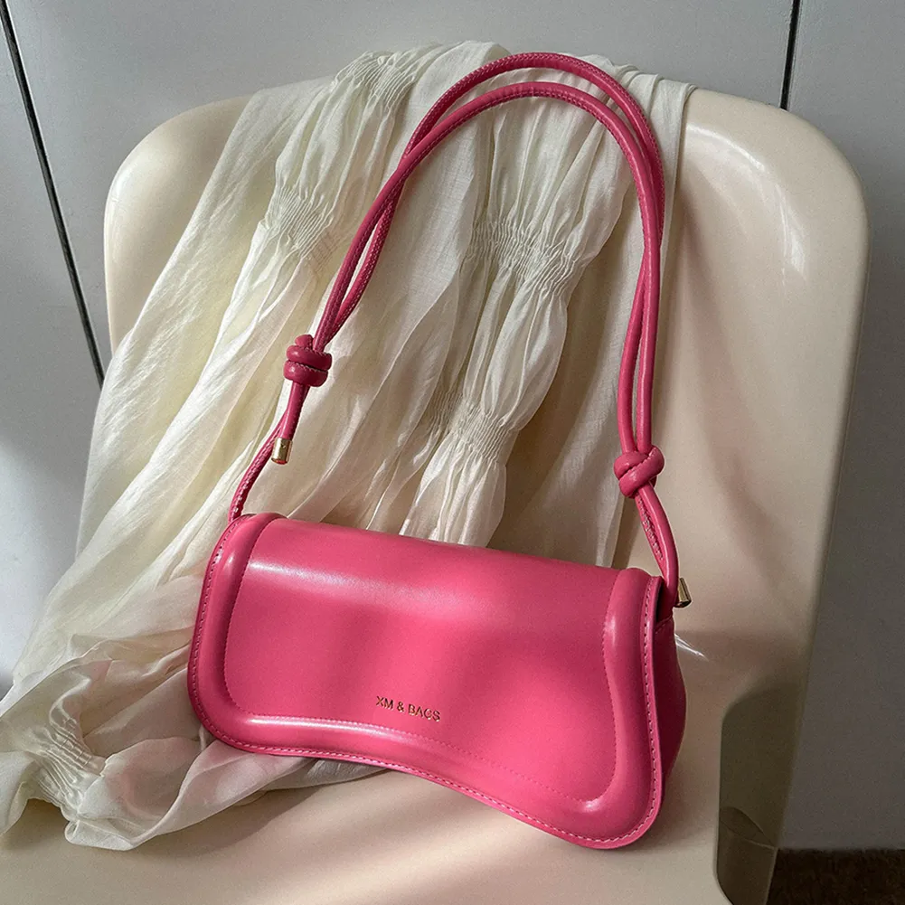 Premium Pink PU Leather Designer Handbag for Women - Spacious Interior with Detachable Shoulder Strap