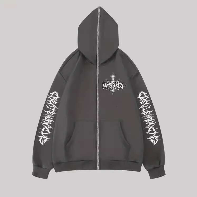 fashion new Y2K loose cardigan long sleeved trendy hoodie zipper