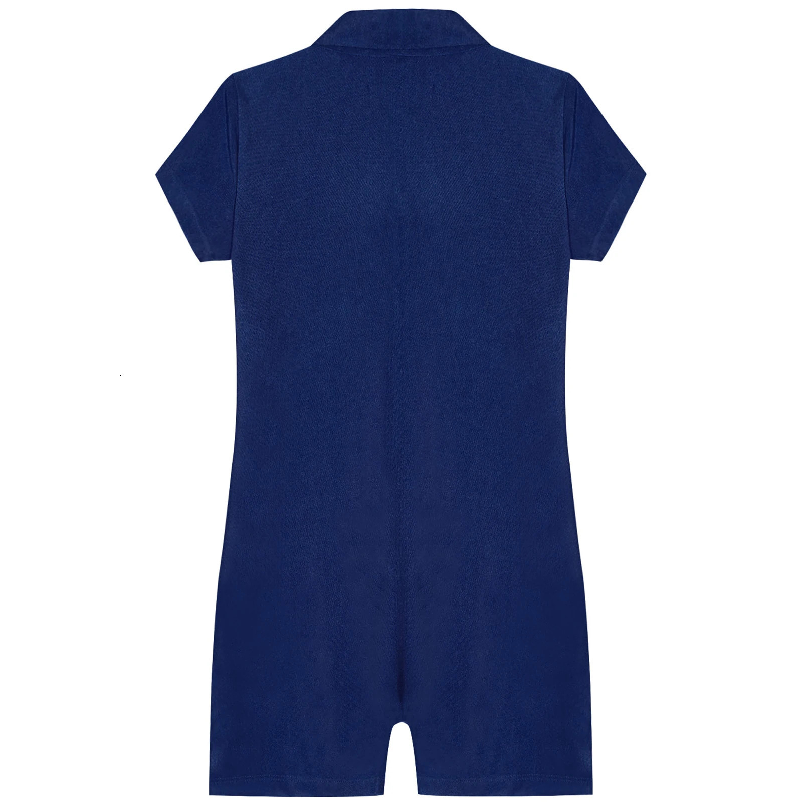 Kids Boys Gymnastics Leotard Zipper TurnDown Collar Short Sleeve Jumpsuit for Training Performance Competition 241230