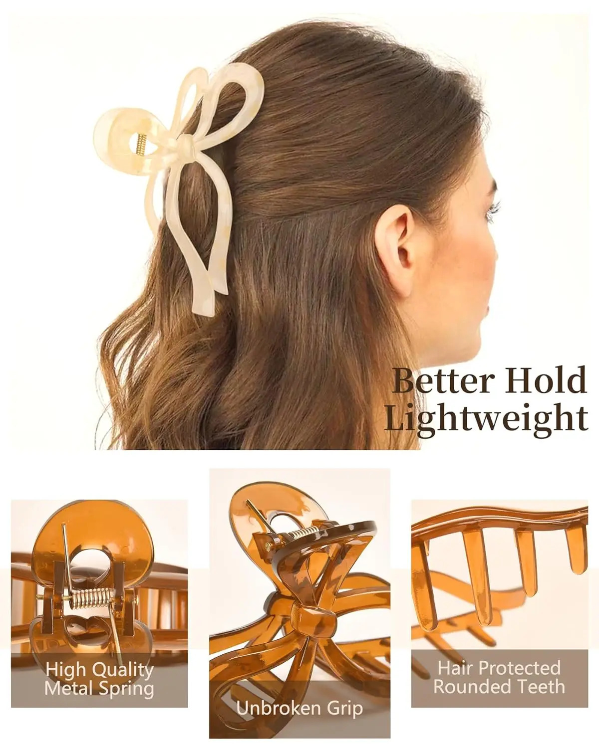 2 Pcs Elegant Bow Hair Claw Clips Stylish Large Hair Clips for Thin and Thick Hair Holiday Gift for Teen Girls | Chic Hair Sty 250103