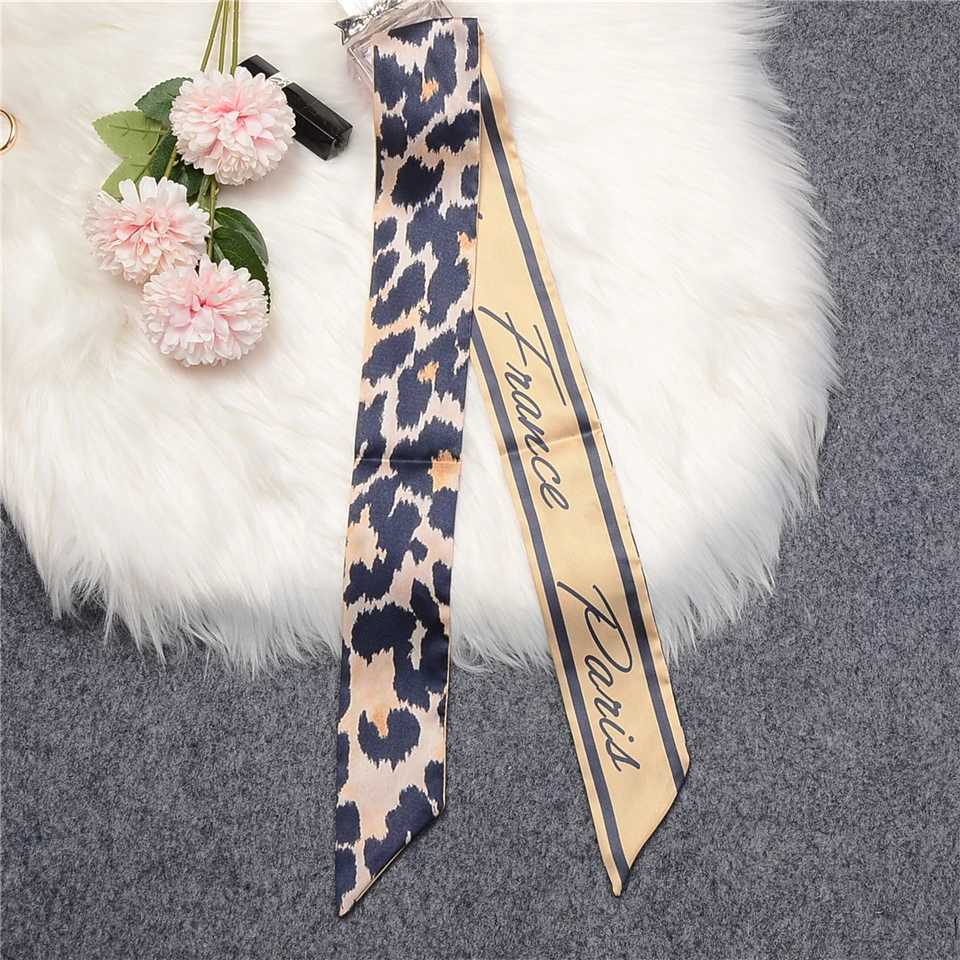 Leopard Twill 100% Silk Scarf Womens Brand Scarf Thin Bag Scarf Design Wrist Towel Foulard Summer Collar Headband W250107