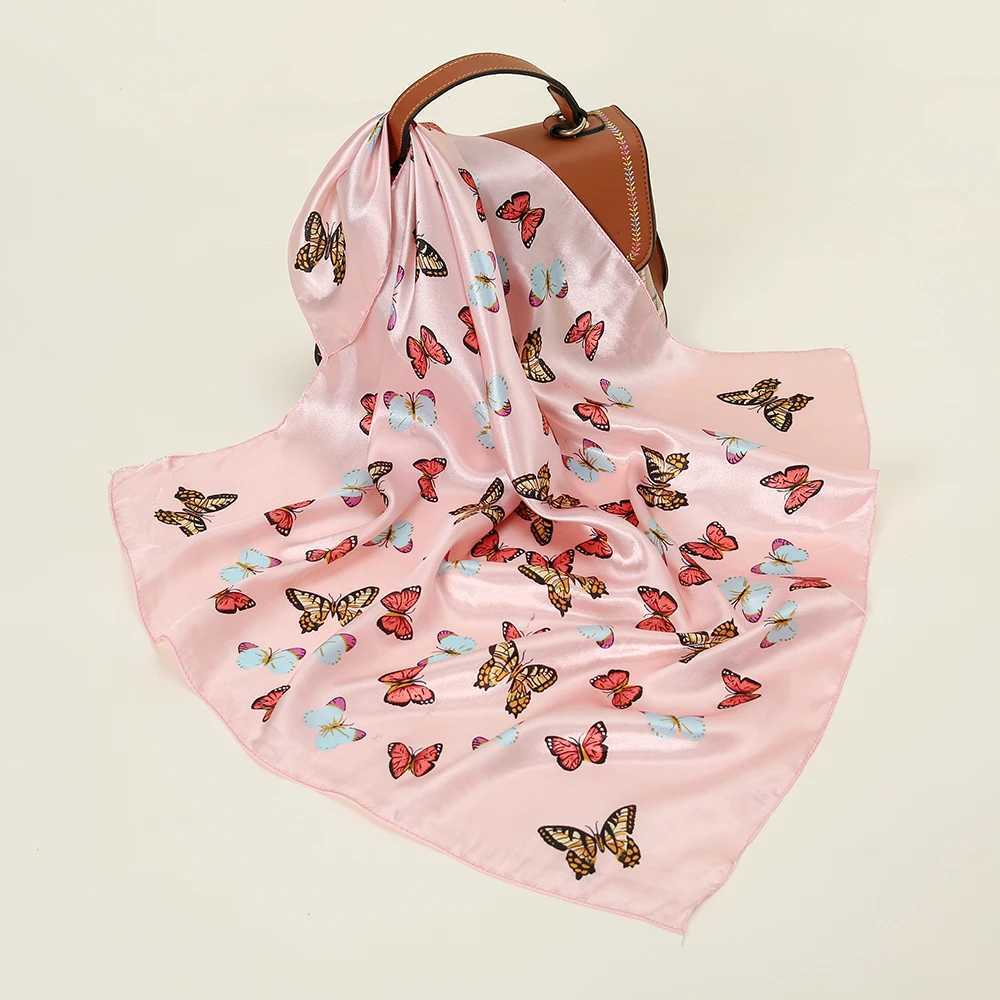 60x60cm small silk scarf womens headscarf retro butterfly hair scarf headscarf Foulard luxury Bandana womens headscarf W250107