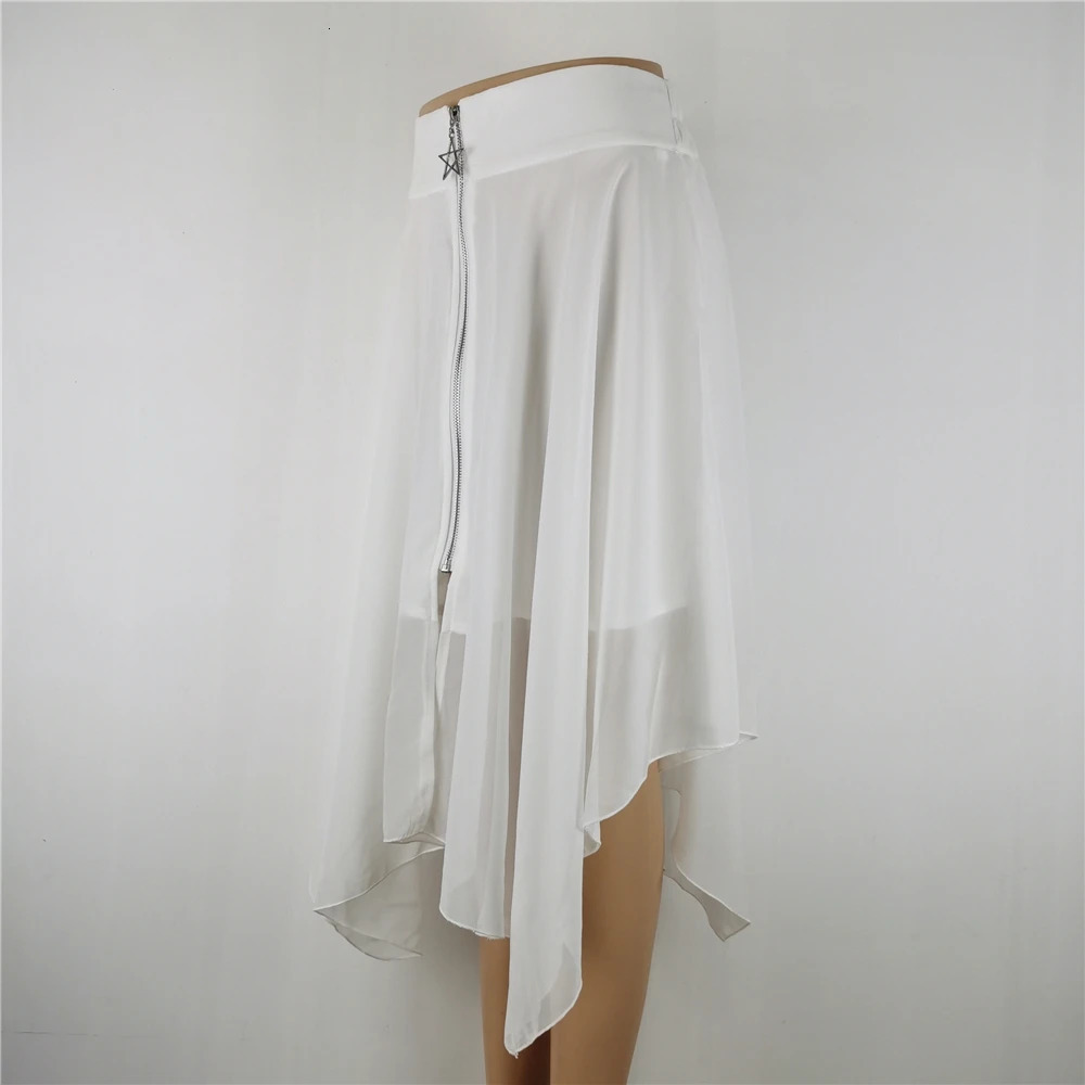 Punk Skirt Streetwear Gothic Women Summer High Waist Irregular Black Female Harajuku Long 250106