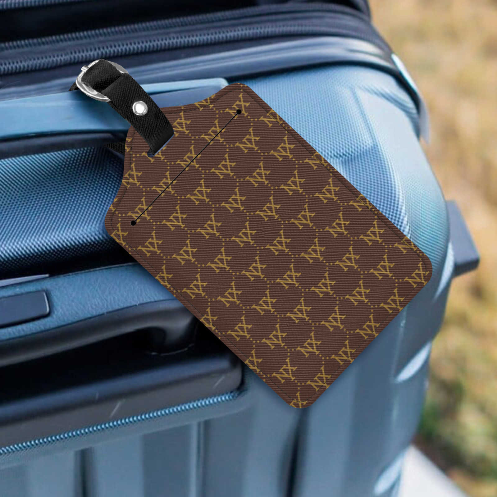 Cross Pattern PU Luggage Tag Leather Luggage Tag With Anti Loss Loop And Cover Suitable For Luggage And Travel Bags