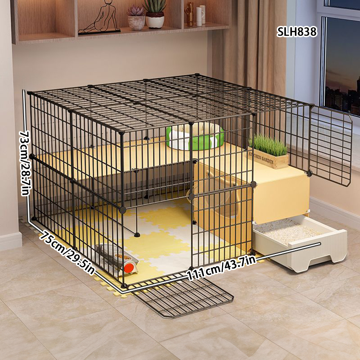 Spacious Dual Layer Indoor Cat House with Bedroom, Bathroom, and Lounge Area - Ideal Pet Habitat