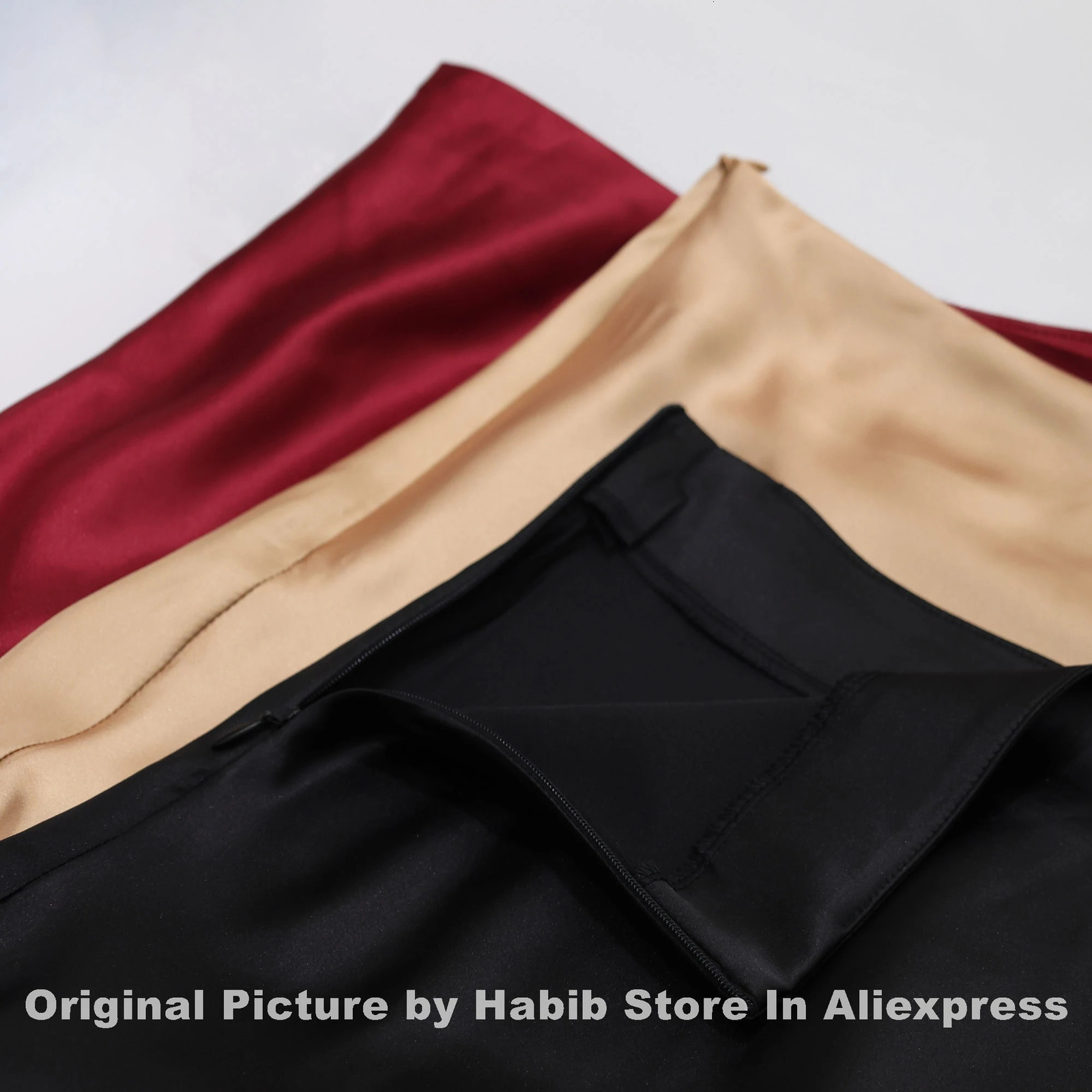 Satin Skirts for Women Korean Style Champagne Office High Waist Aline Skort Fashion Elegant Solid Long Pencil Skirt Silk Like 250106