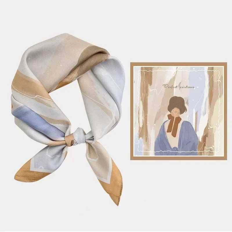 Summer silk scarf suitable for women with beautiful patterns smooth touch headscarf summer sun protection silk scarf W250107