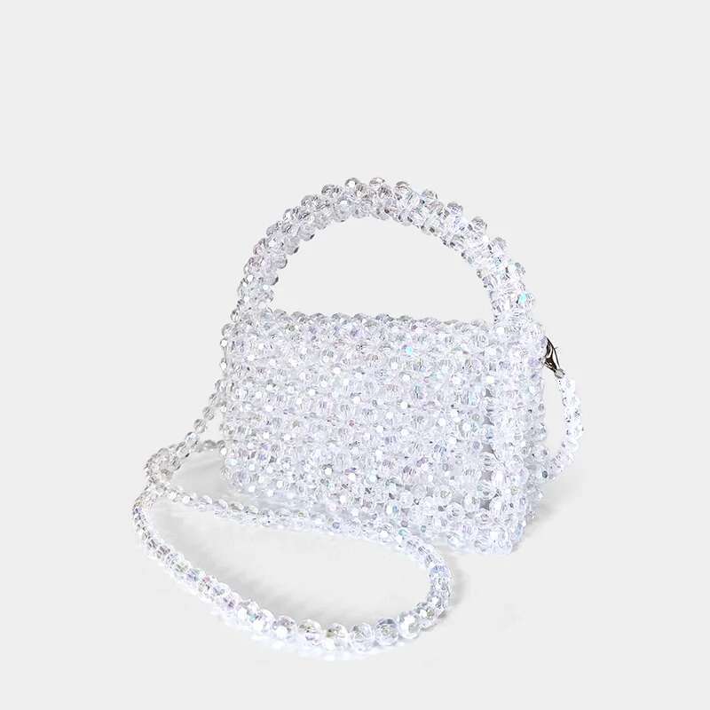Handmade Woven Diagonal Cross Bag For Women 24 New Color Bead Small Square Bag, Can Be Carried By Hand Or Slung Diagonally