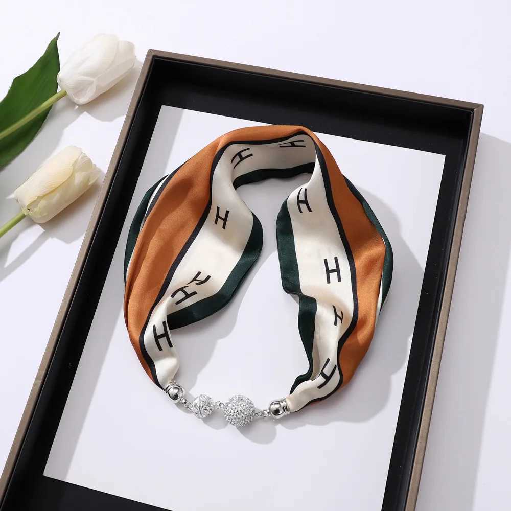 Imitation silk scarf magnetic buckle necklace pendant wearing Spring and Autumn womens certificate protection W250107