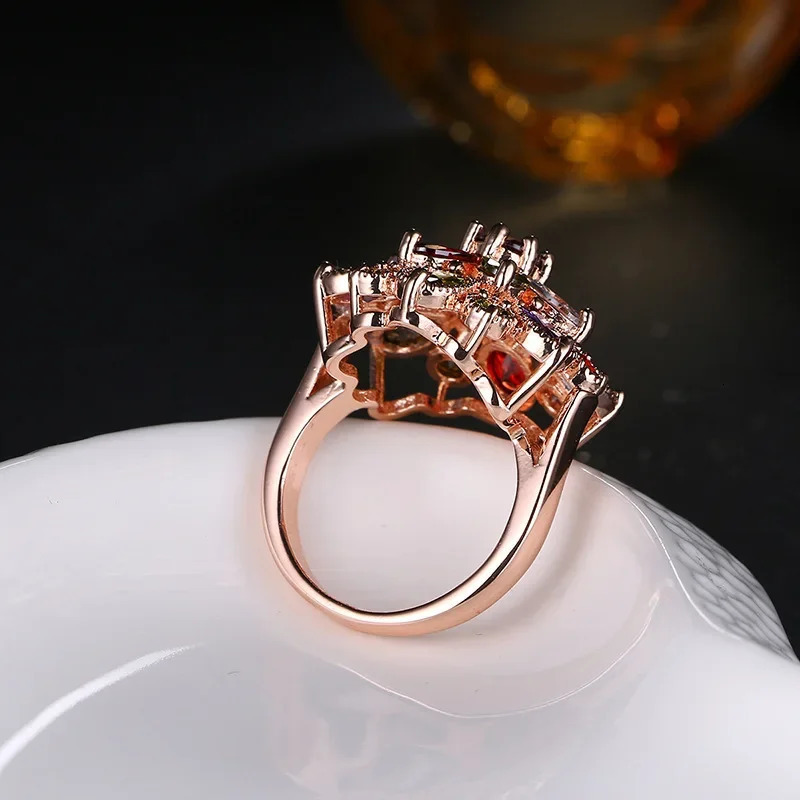 Pure 18K Rose Gold Pure Red Ruby Gemstone Ring for Women Anillos De Red Bague Bizuteria Gemstone Anillos Jewelry Rose Gold Ring 250106