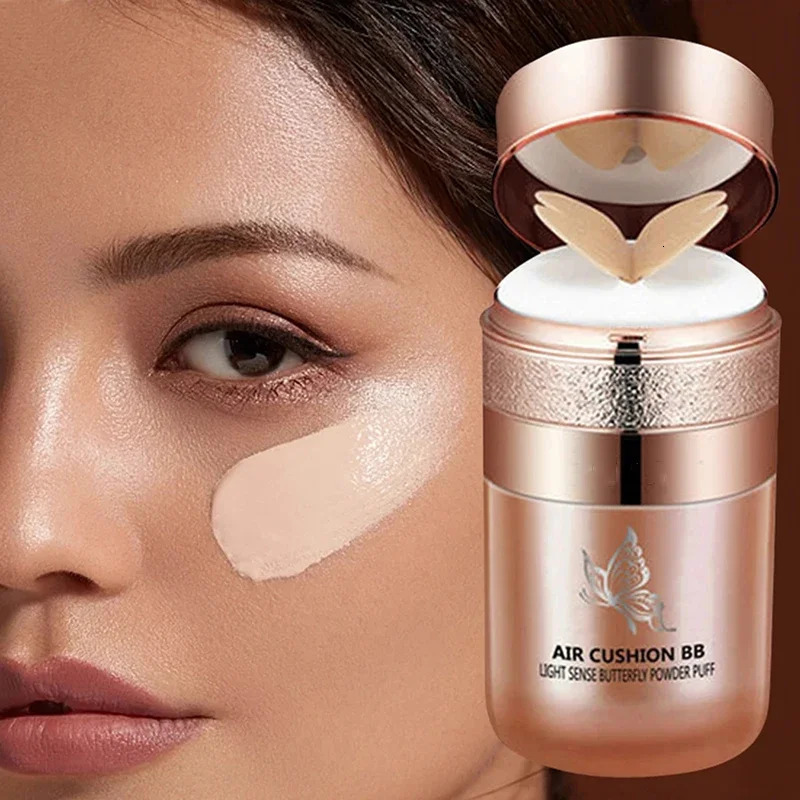Air Cushion BB Cream Butterfly Powder Puff Moisturizing Foundation Concealer Whitening Oilcontrol Waterproof Makeup Cosmetics 241230
