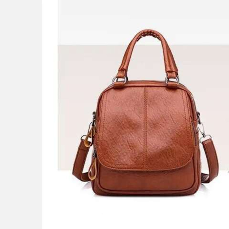 Ladies' Soft Leather Large Capacity Tote Bag Fashionable Travel Computer Backpack For Business Trips