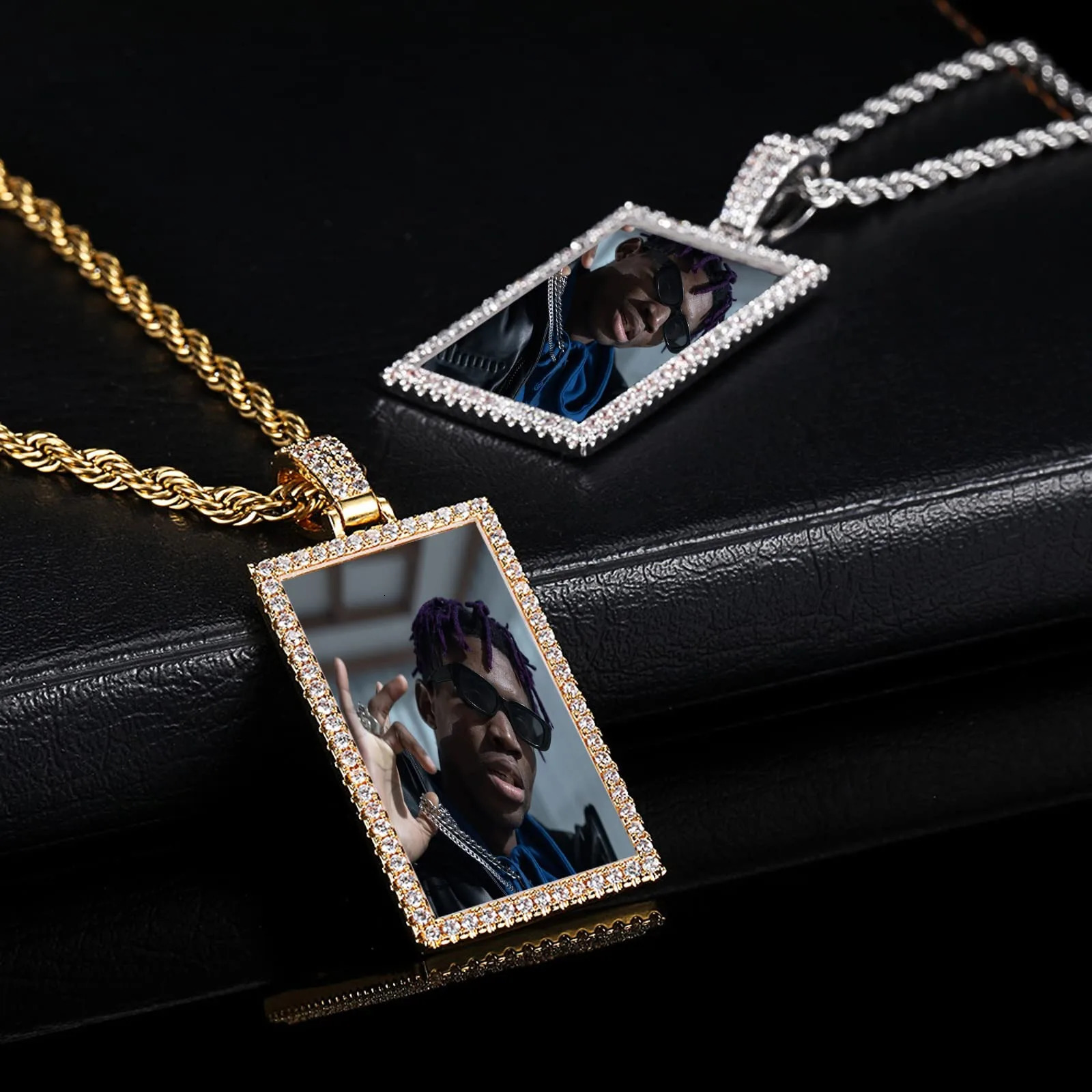 Hip Hop Jewelry Rectangle Picture Pendant for Men Women Po Necklace Custom Jewelry Valentines Day Gifts 250107